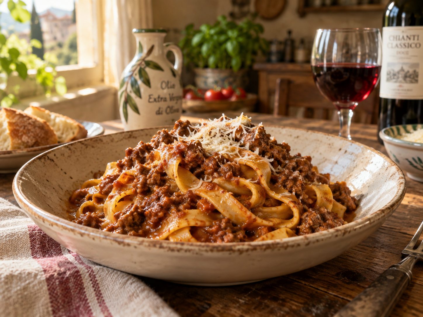 Ragù on tagliatelle