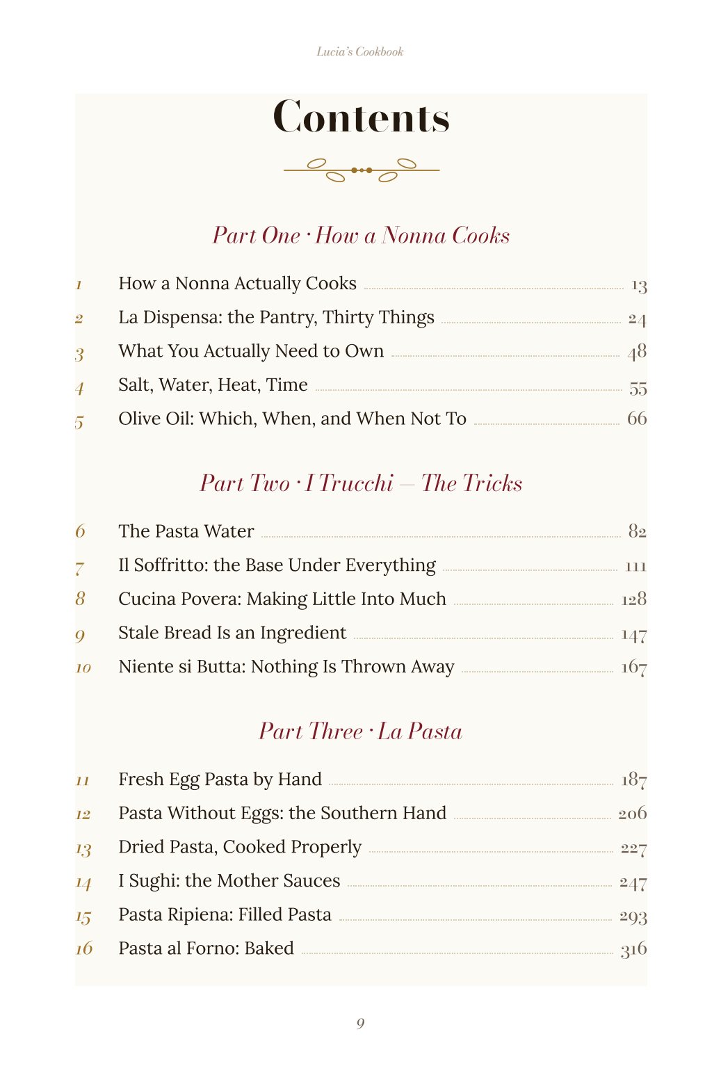 The contents page