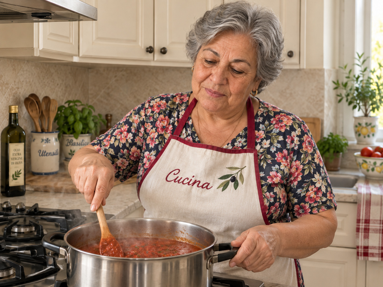 Lucia at the stove